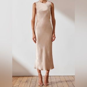 Shona Joy - La Lune Bias Sleeveless Midi Dress Gold